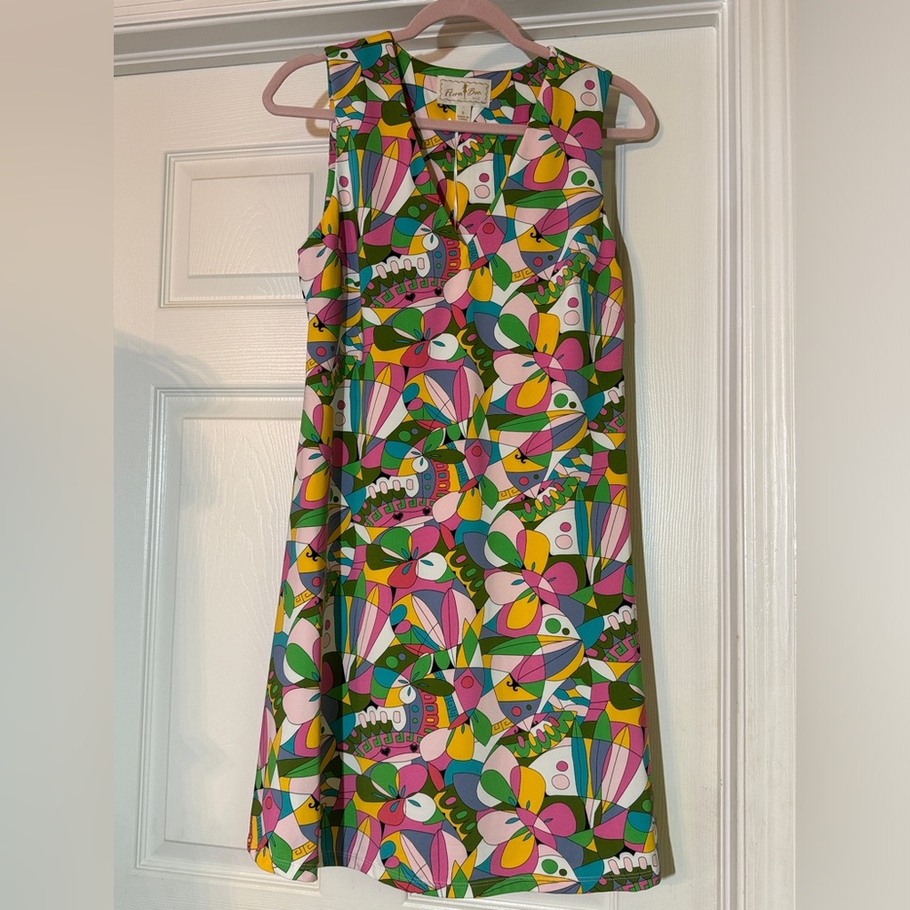 Flora Bea La Sirene aline dress sleeveless pullover multicolor size Small